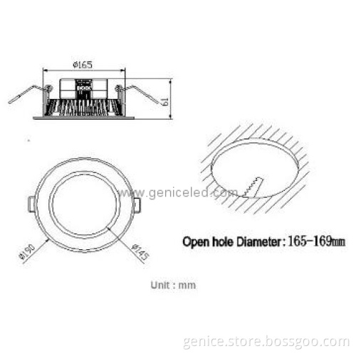 AC100-240V 6inch 1500lm 18W LED downlighting